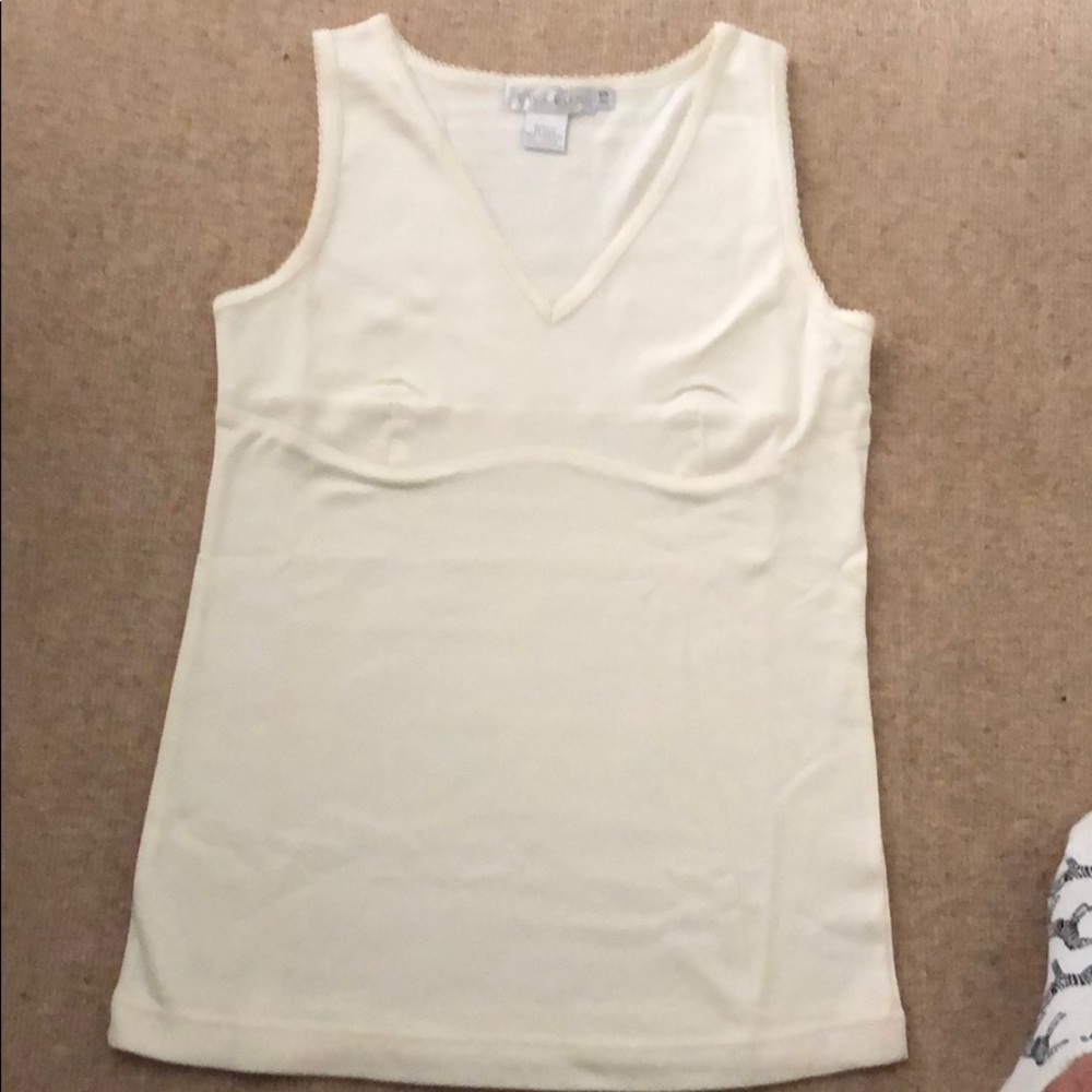 NWT - TWEEDS - V Neck Sleeveless top. Ecru